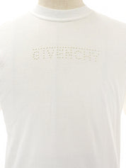 Studded Logo Design Half Sleeve Top in White