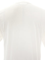 Studded Logo Design Half Sleeve Top in White