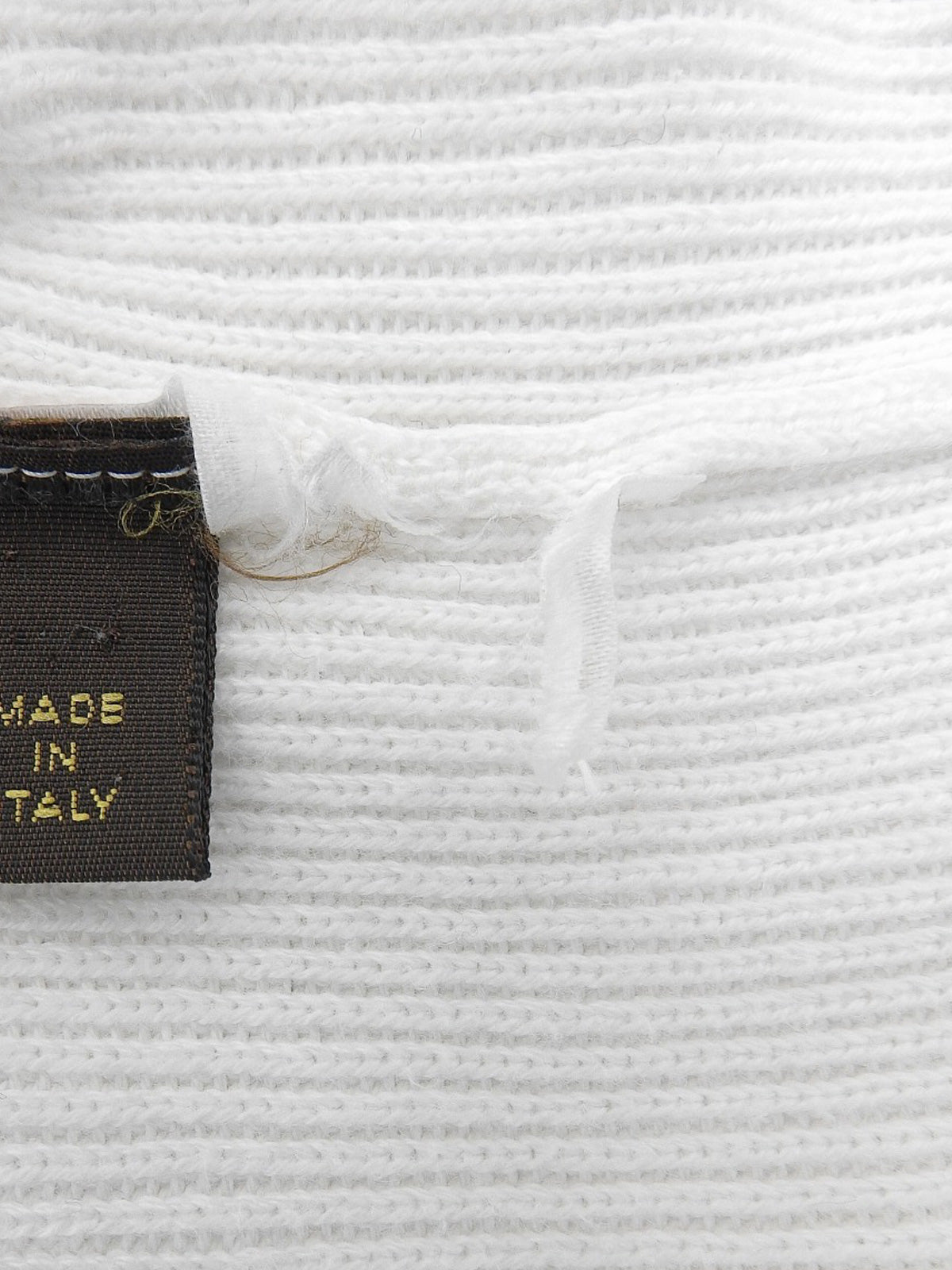 Logo Stitch Knit Hoodie White