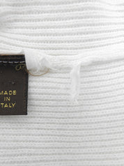 Logo Stitch Knit Hoodie White