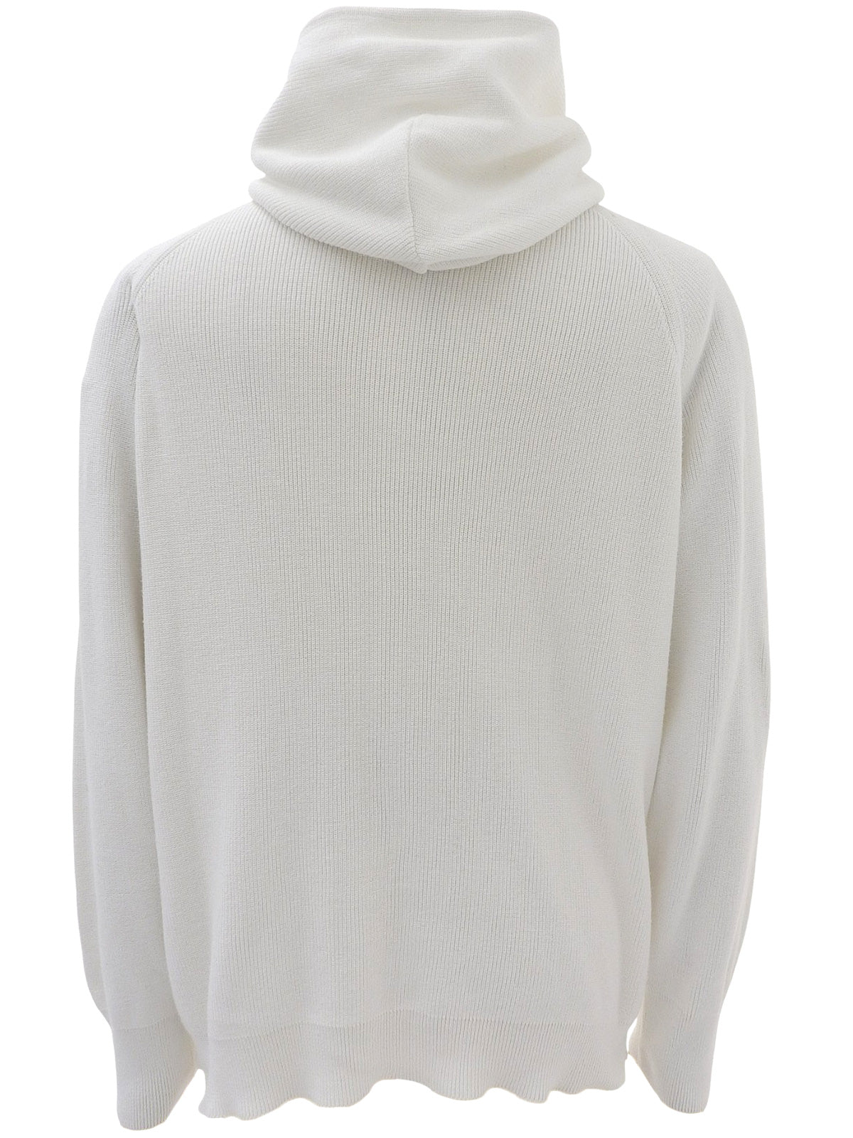 Logo Stitch Knit Hoodie White