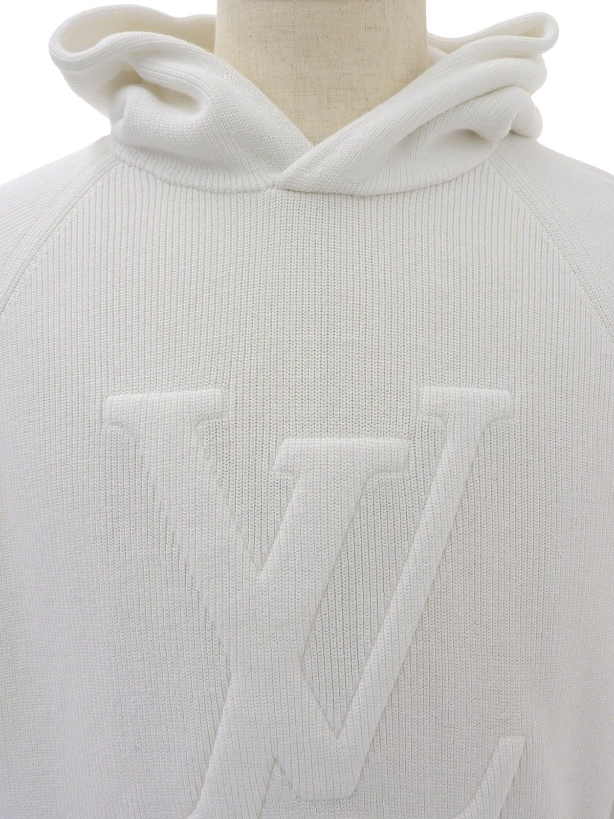 Logo Stitch Knit Hoodie White