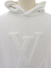 Logo Stitch Knit Hoodie White