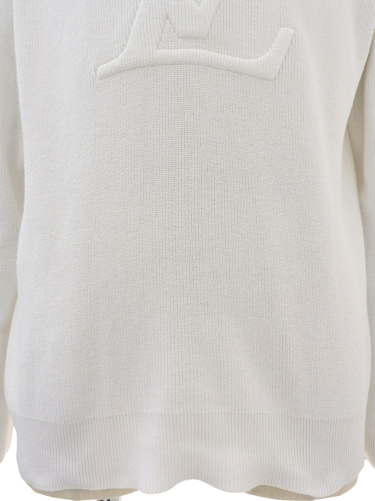 Logo Stitch Knit Hoodie White