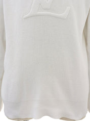 Logo Stitch Knit Hoodie White