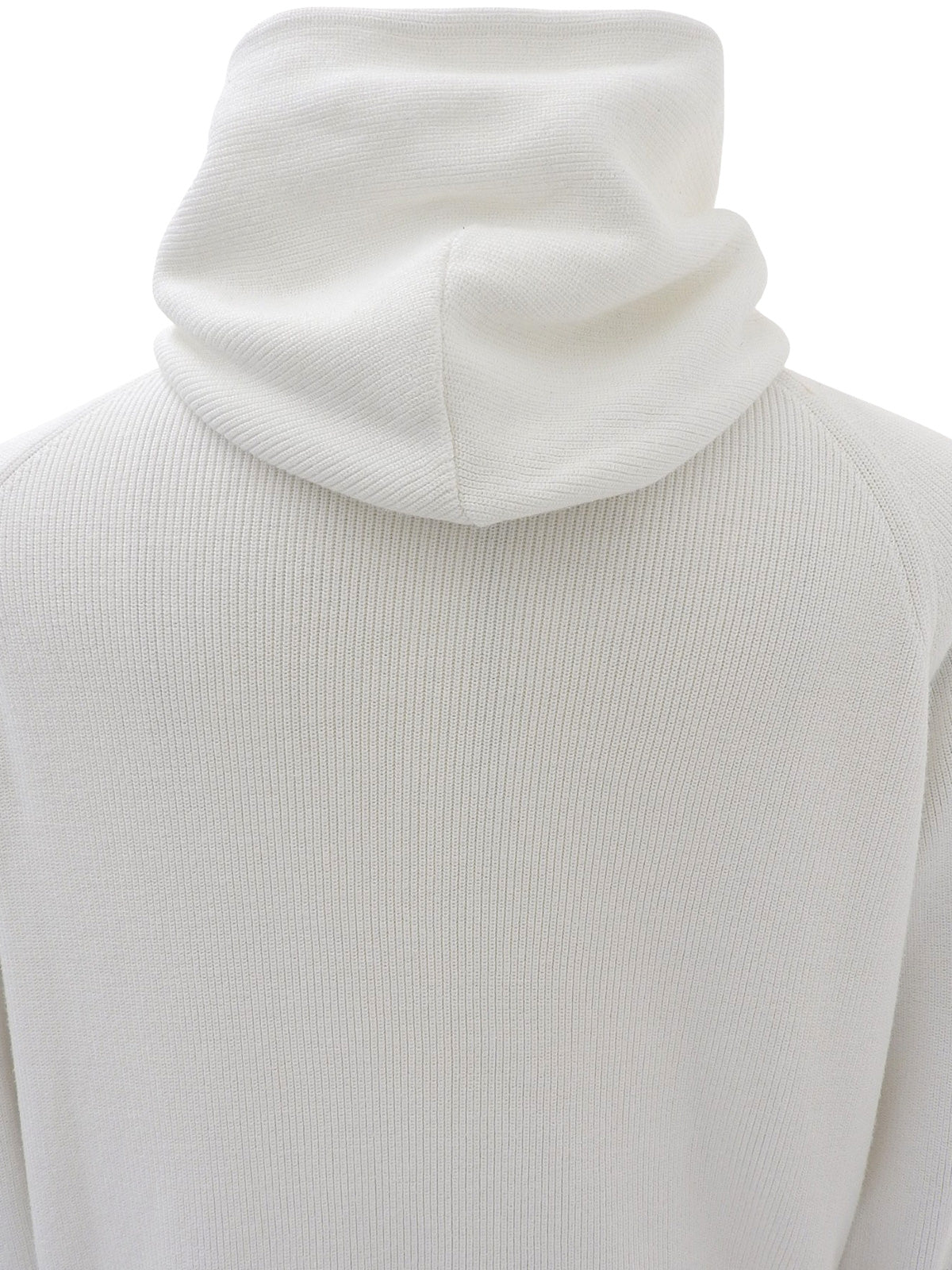 Logo Stitch Knit Hoodie White