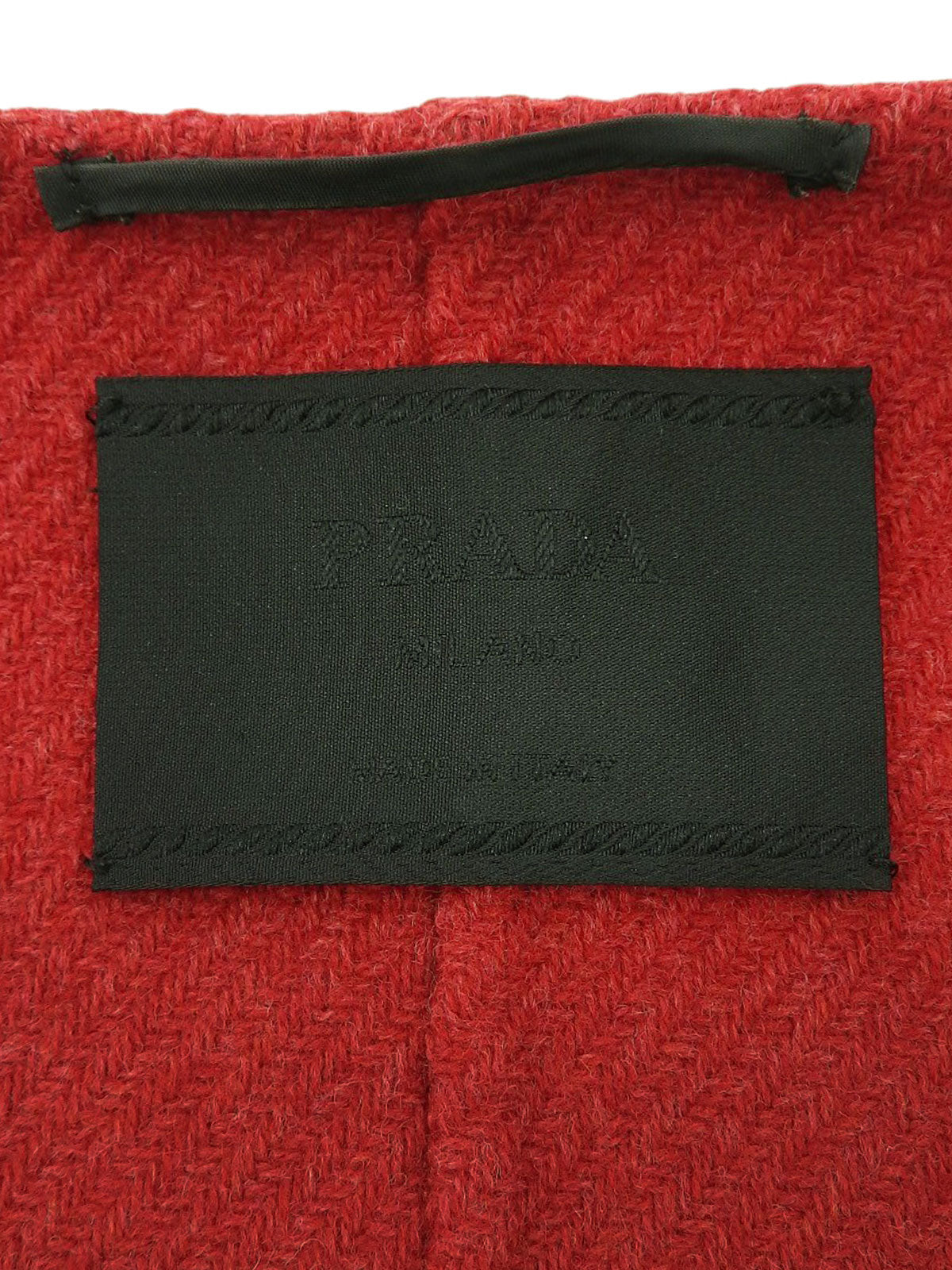 ウールノーカラーロングコート レッド