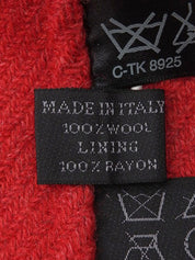 ウールノーカラーロングコート レッド