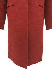 ウールノーカラーロングコート　レッド