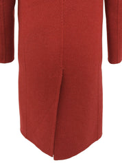 ウールノーカラーロングコート　レッド