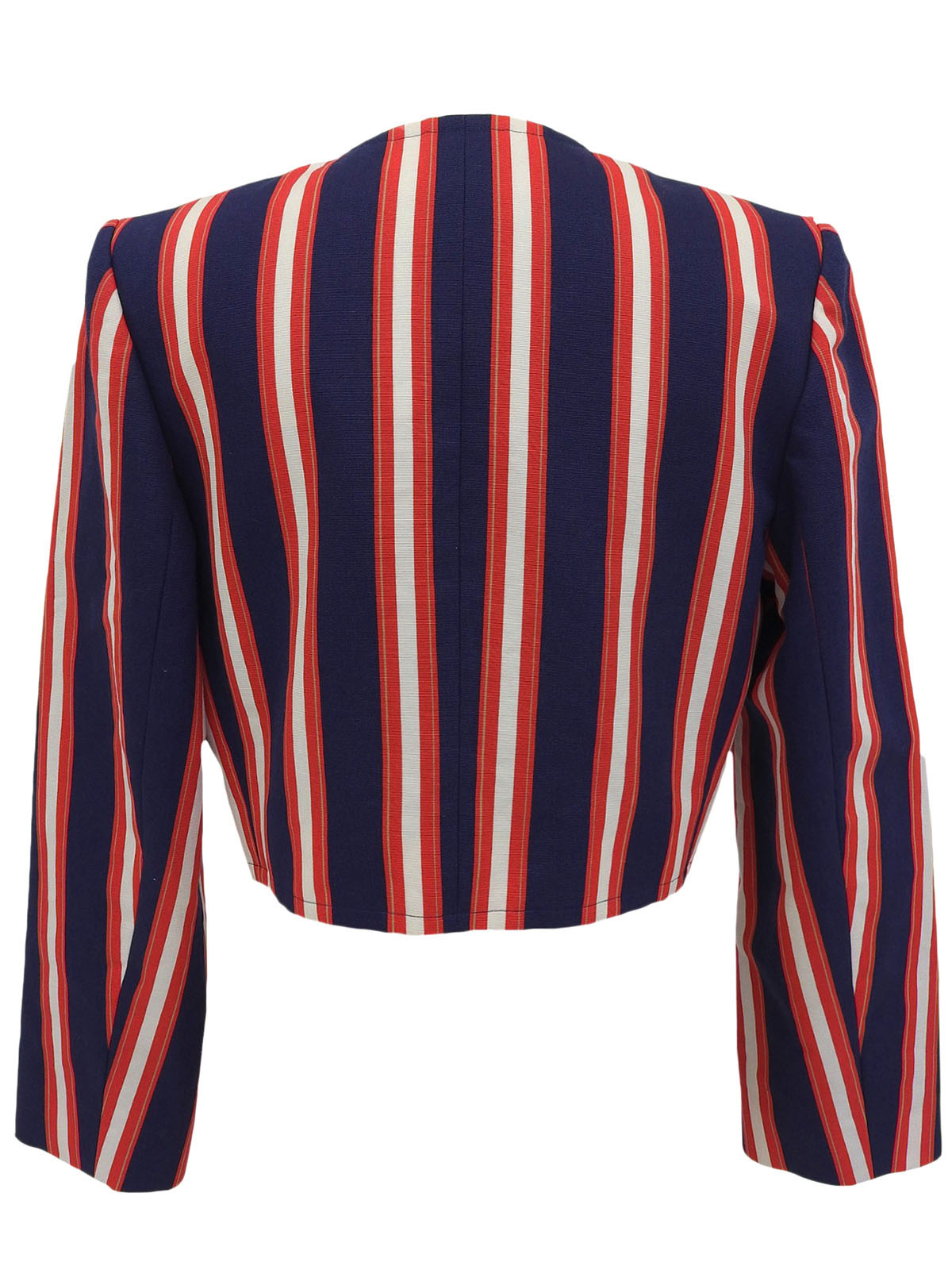 ストライプパターンクロップドジャケット ネイビー/レッド/ホワイト