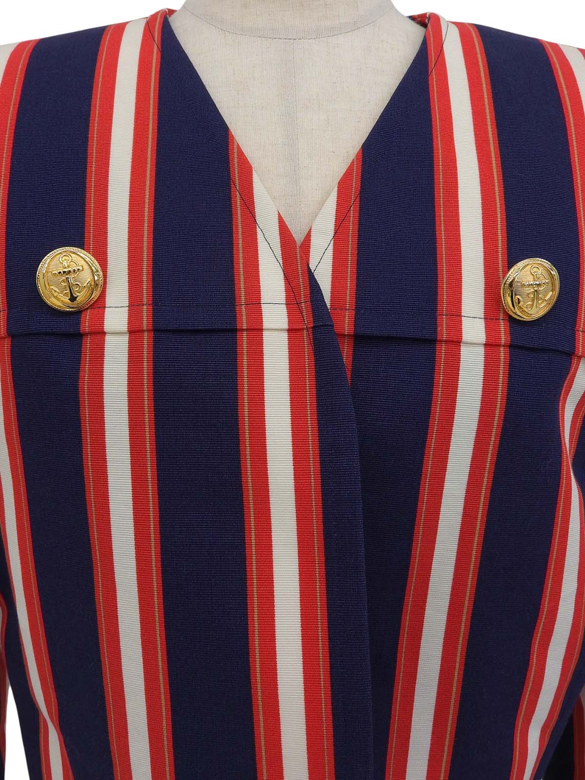 ストライプパターンクロップドジャケット ネイビー/レッド/ホワイト