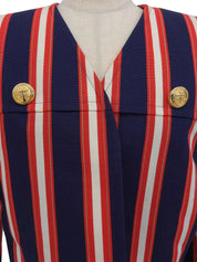 ストライプパターンクロップドジャケット ネイビー/レッド/ホワイト