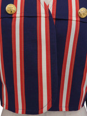 ストライプパターンクロップドジャケット ネイビー/レッド/ホワイト