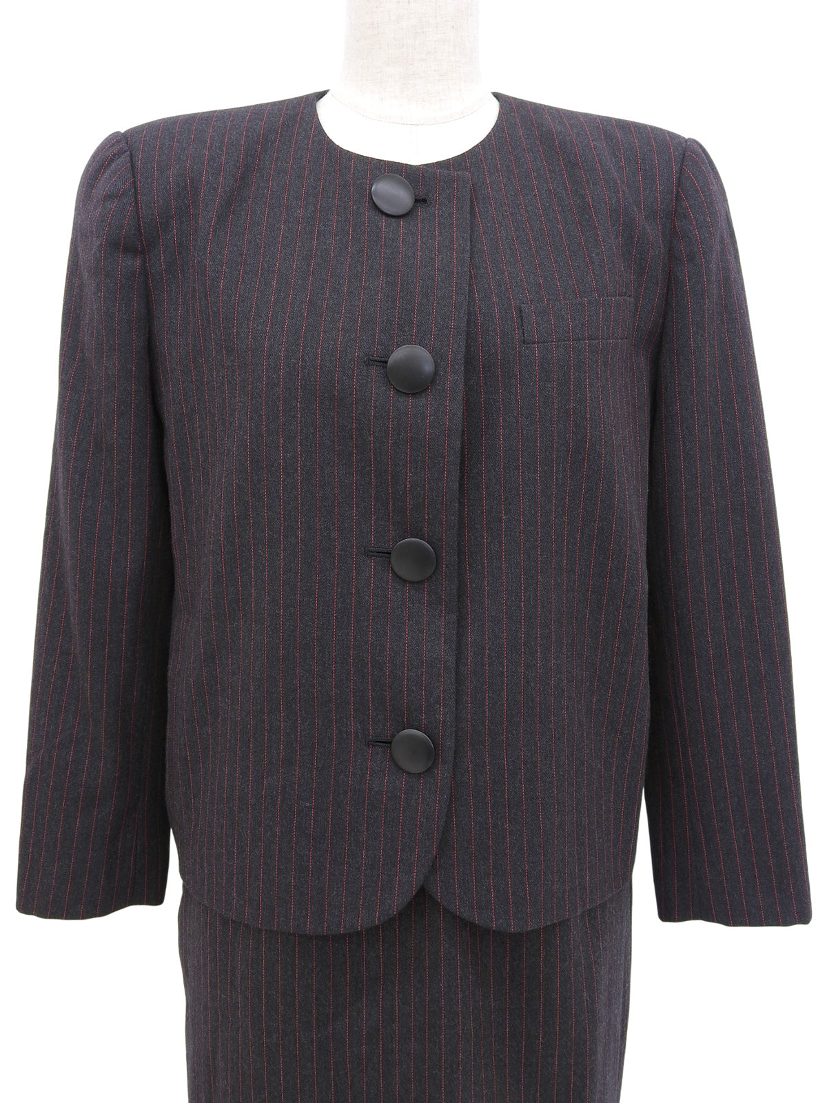 ストライプパターンセットアップ ブラック/レッド