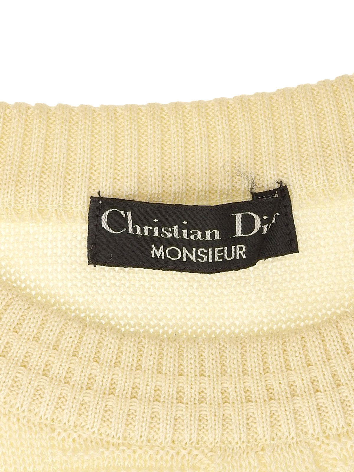 ロゴ刺繍半袖ニットトップス アイボリー