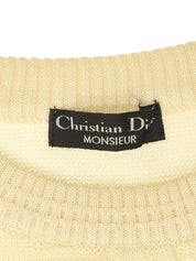 ロゴ刺繍半袖ニットトップス アイボリー