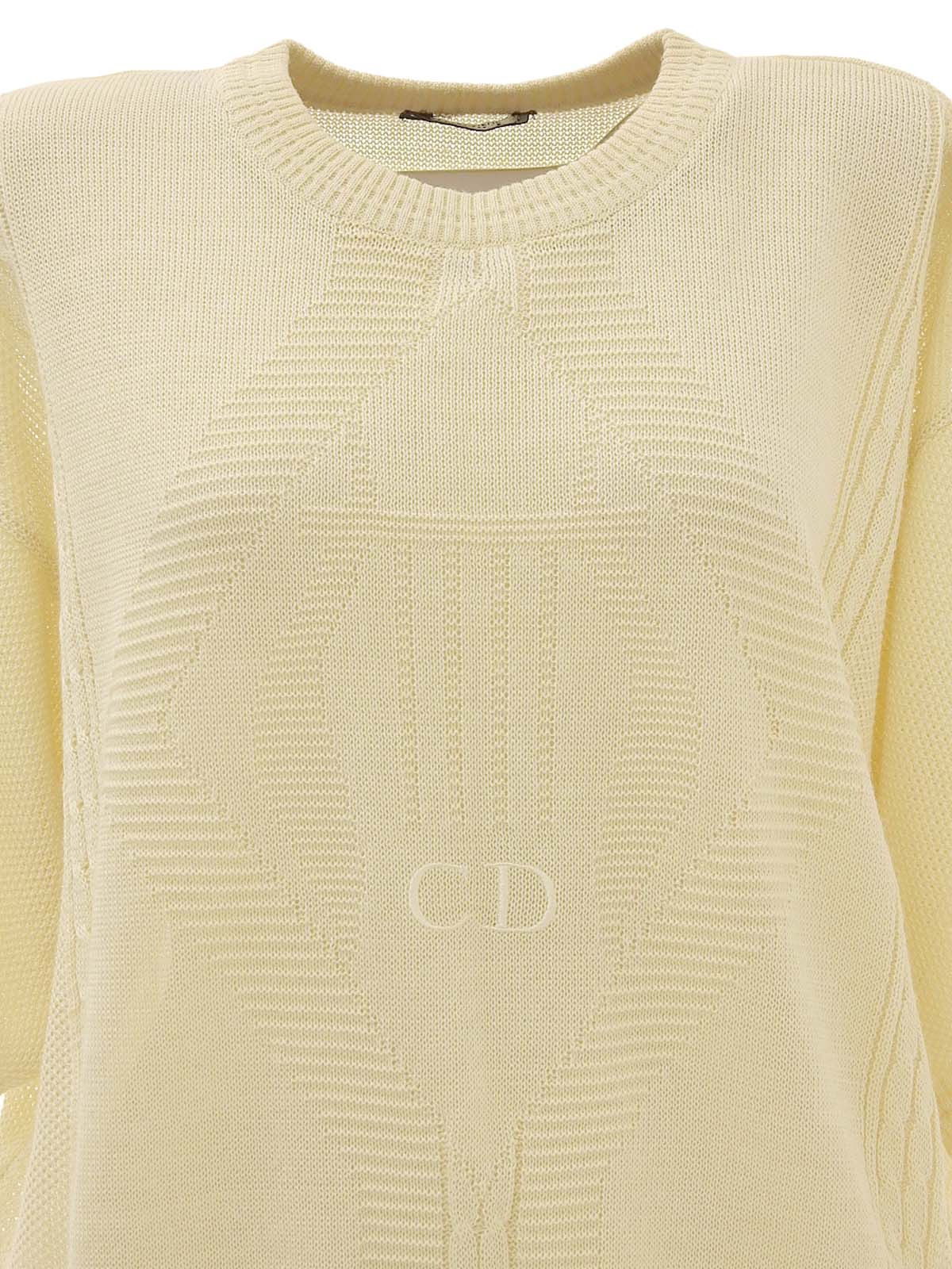 ロゴ刺繍ハーフスリーブニットトップス　アイボリー