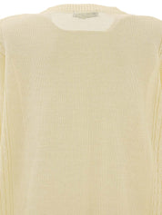 ロゴ刺繍半袖ニットトップス アイボリー