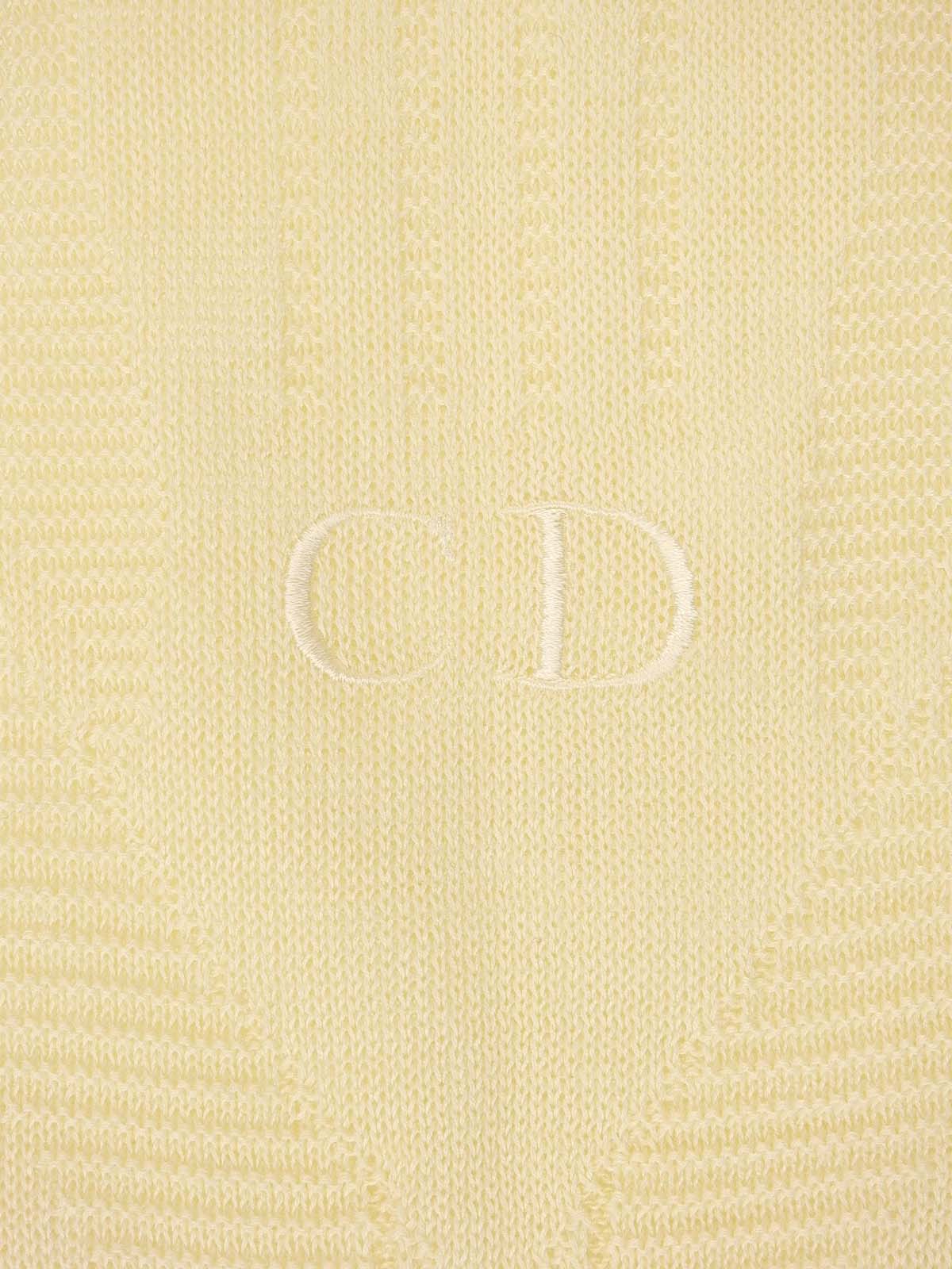 ロゴ刺繍ハーフスリーブニットトップス　アイボリー