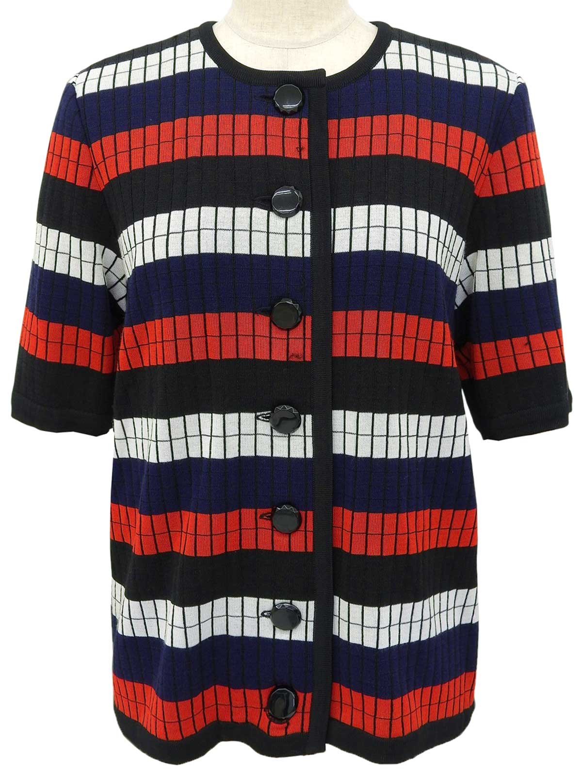 ボーダーパターンハーフニットトップス