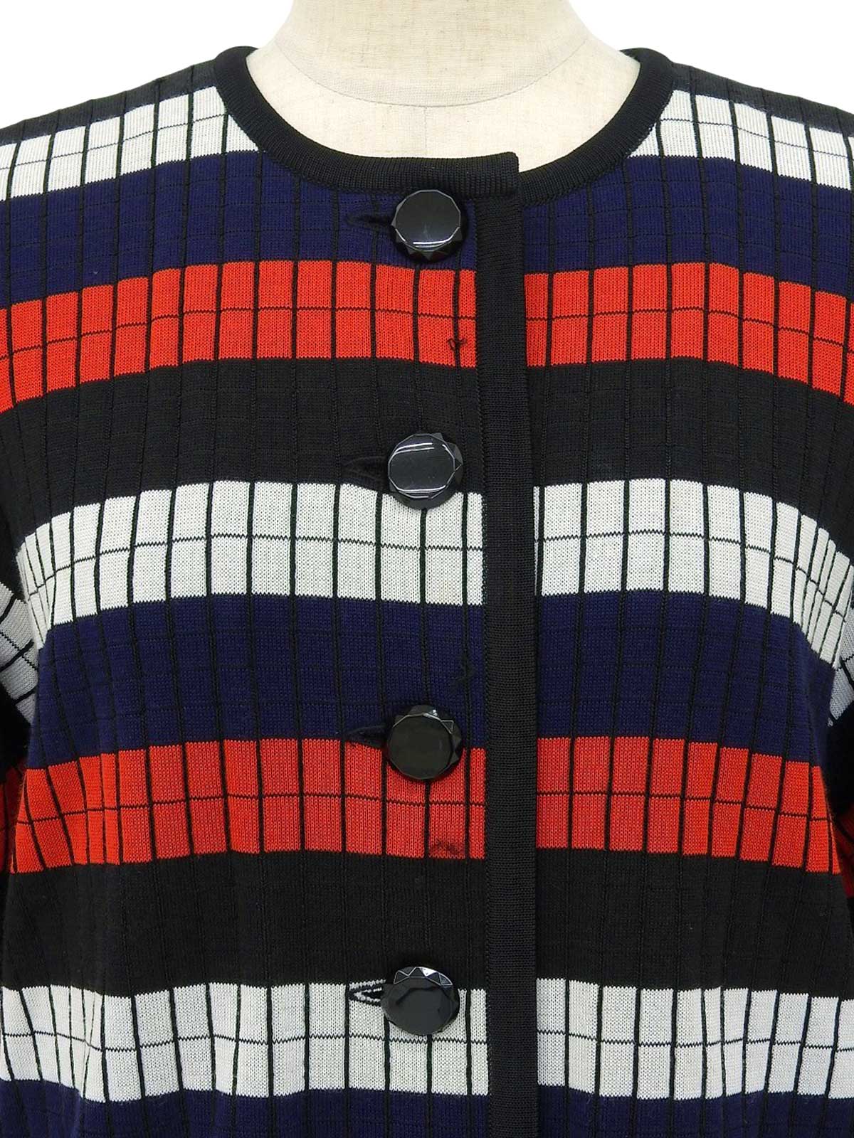 ボーダーパターンハーフニットトップス