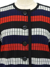 ボーダーパターンハーフニットトップス