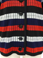 ボーダーパターンハーフニットトップス