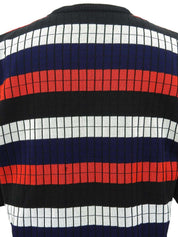 ボーダーパターンハーフニットトップス