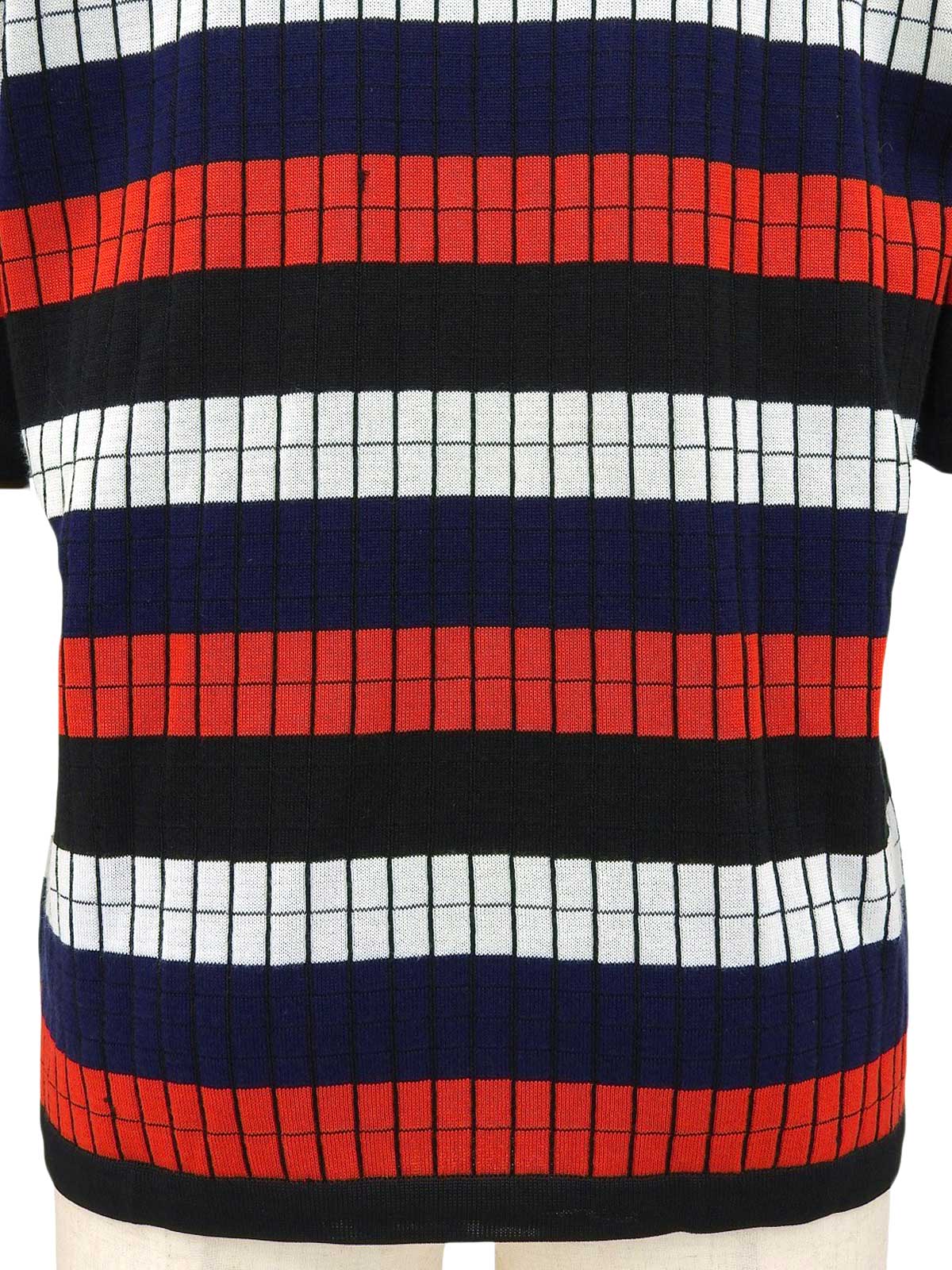 ボーダーパターンハーフニットトップス