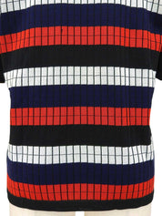 ボーダーパターンハーフニットトップス