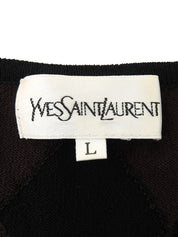 スパンコールアーガイルパターンハーフスリーブニットトップス　ブラウン/ブラック