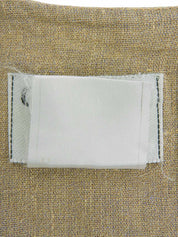 米色亚麻镂空设计无袖连衣裙