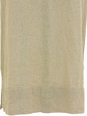 Beige Linen Eyelet Design Sleeveless Dress