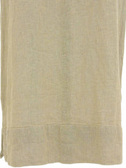 Beige Linen Eyelet Design Sleeveless Dress