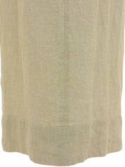 Beige Linen Eyelet Design Sleeveless Dress
