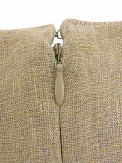 Beige Linen Eyelet Design Sleeveless Dress