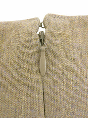 Beige Linen Eyelet Design Sleeveless Dress