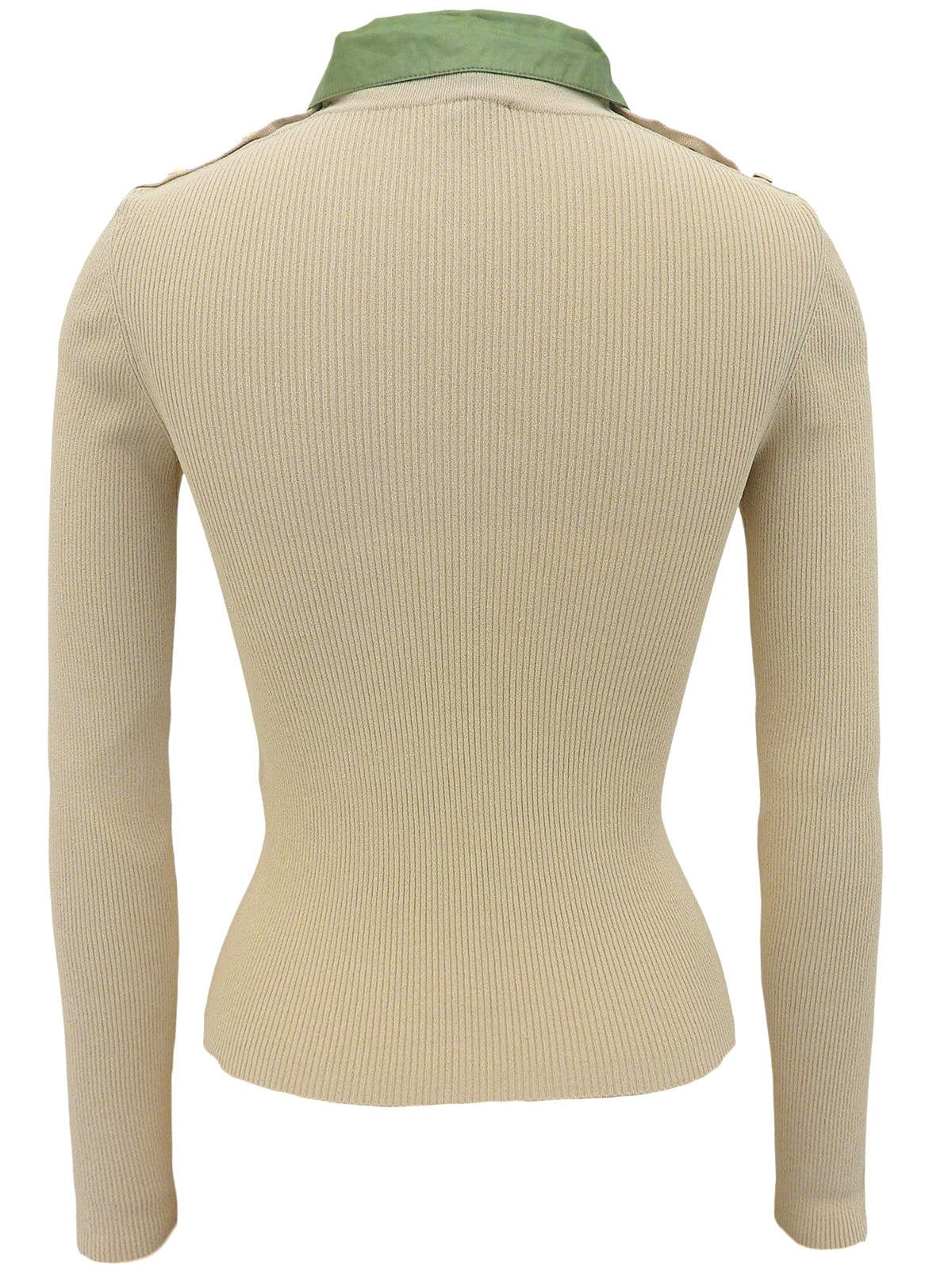 2001年製 長袖ニットポロシャツ ベージュ/グリーン