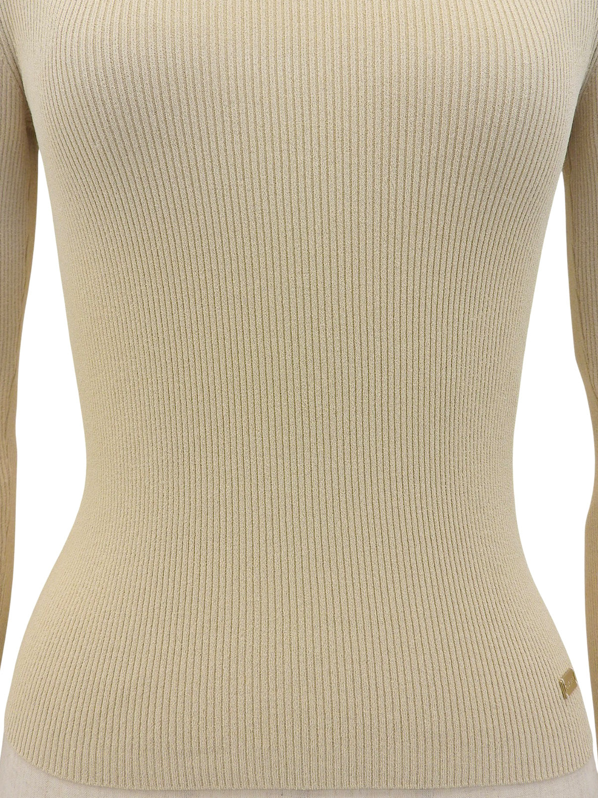 2001年製　ロングスリーブニットポロシャツ　ベージュ/グリーン