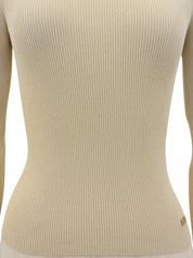 2001年製 長袖ニットポロシャツ ベージュ/グリーン