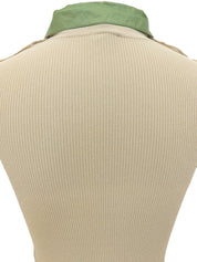 2001年製　ロングスリーブニットポロシャツ　ベージュ/グリーン