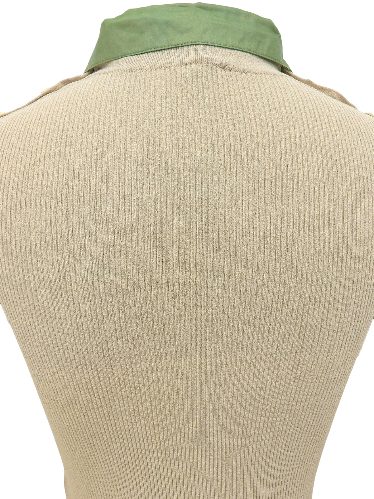 2001年製 長袖ニットポロシャツ ベージュ/グリーン