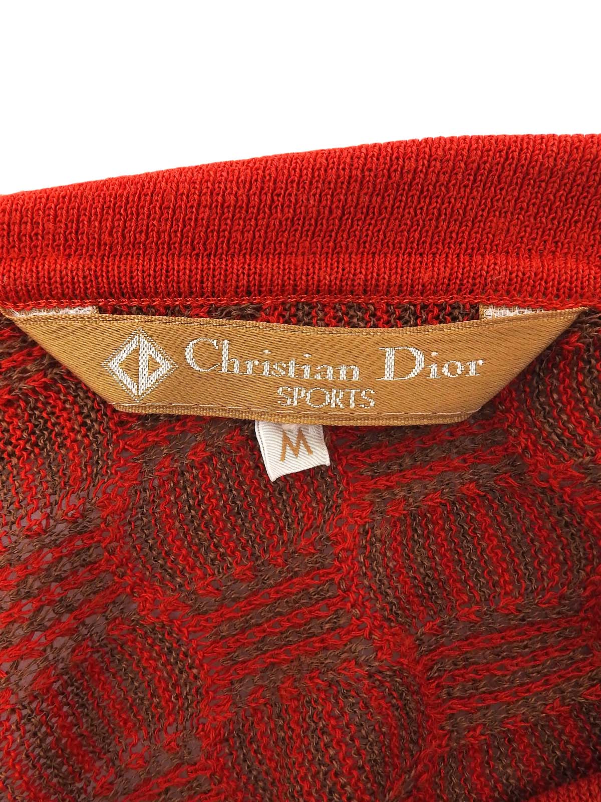 Logo Embroidered Sleeveless Knit Top in Red/Brown