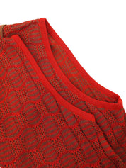 Logo Embroidered Sleeveless Knit Top in Red/Brown