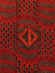 ロゴ刺繍ノースリーブニットトップス　レッド/ブラウン