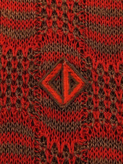 ロゴ刺繍ノースリーブニットトップス レッド/ブラウン
