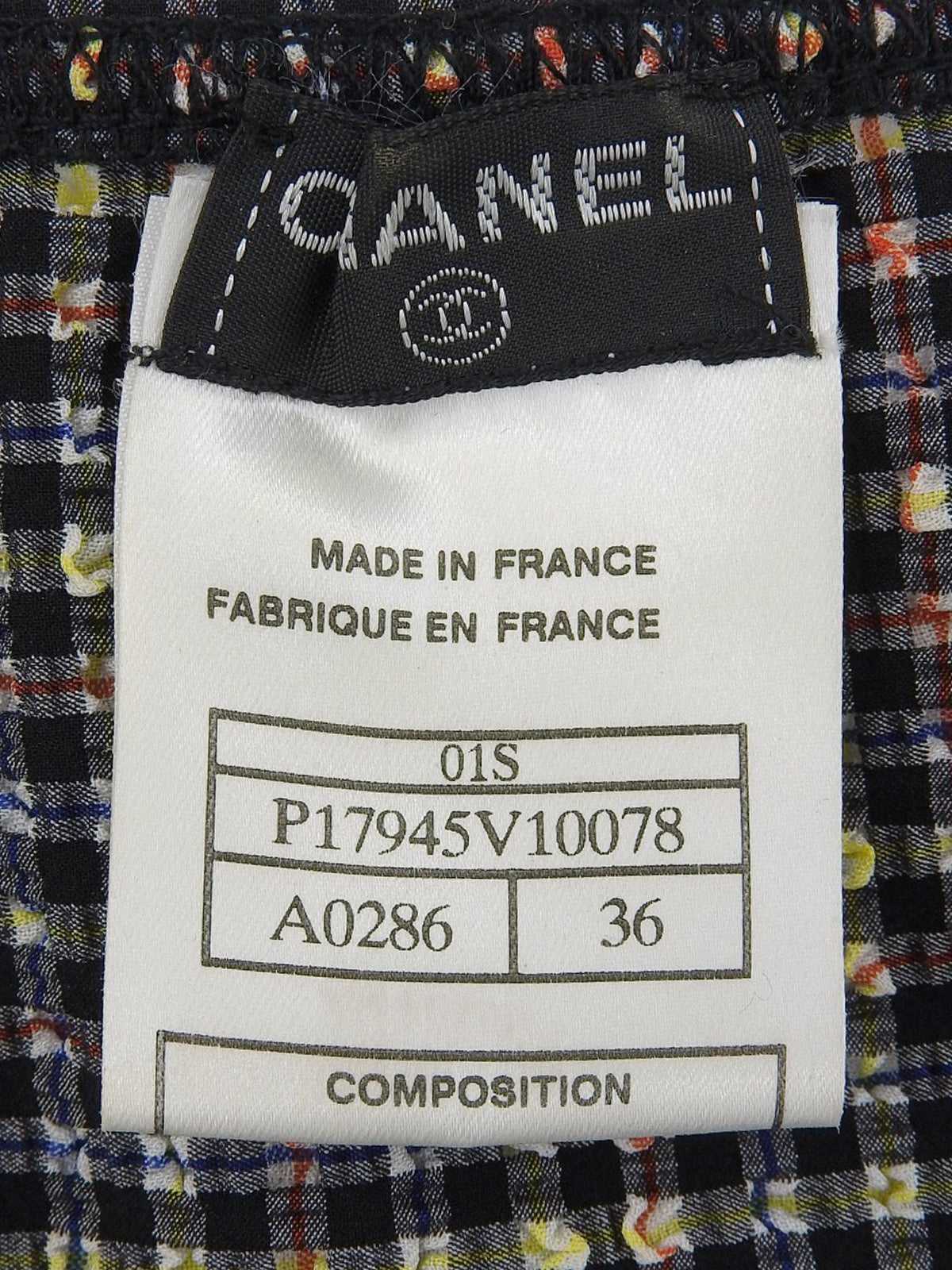 2001年製　チェックパターンCCマークジップアップワンピース　ブラック/マルチ