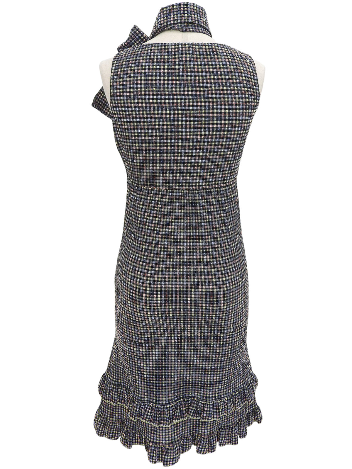 2001年製 チェックパターンCCマークジップアップワンピース ブラック/マルチ