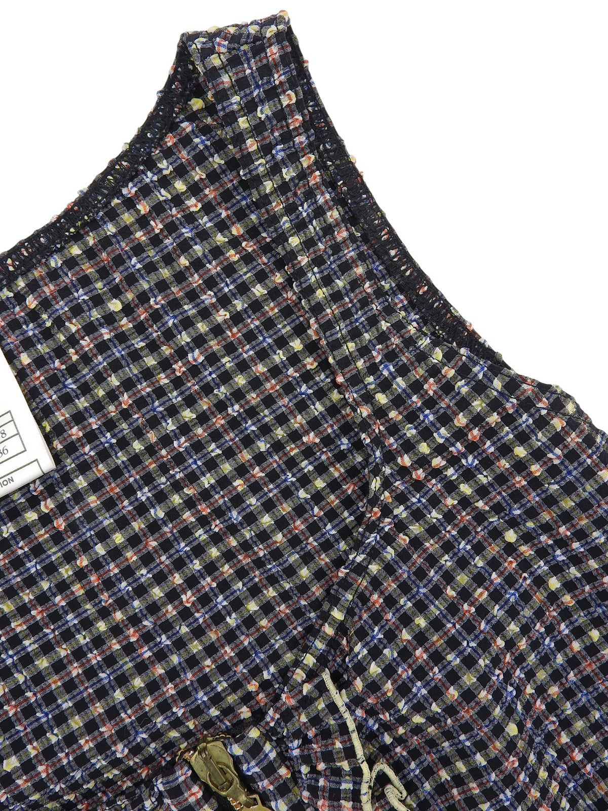 2001年製 チェックパターンCCマークジップアップワンピース ブラック/マルチ